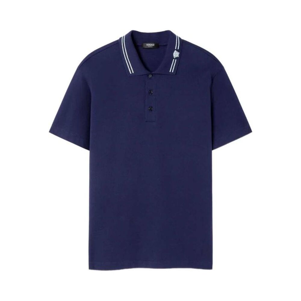 Versace Men Embroidered Cotton Polo Shirt